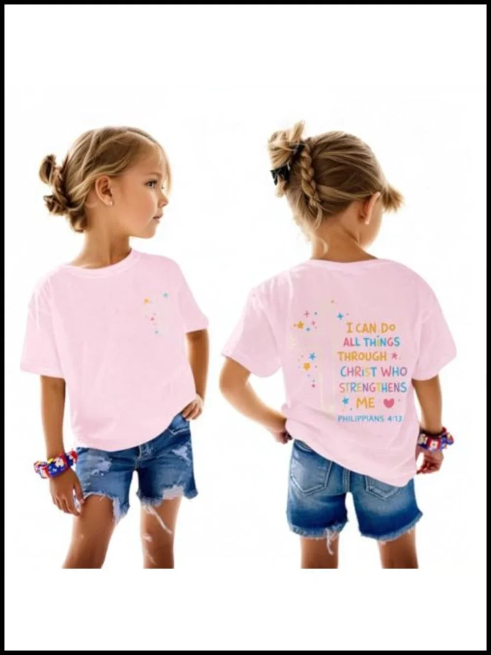 Girls Christian Graphic Tee I Can Do All Things Through Christ